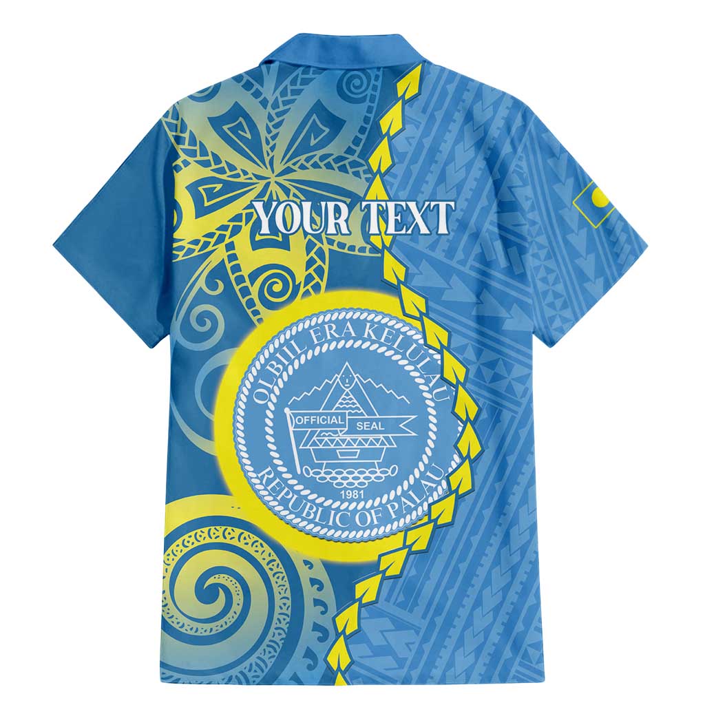 Personalised Palau Independence Day Family Matching Mermaid Dress and Hawaiian Shirt Belau Coat Of Arms Polynesian Curve Style LT14 - Polynesian Pride
