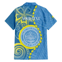 Personalised Palau Independence Day Family Matching Off Shoulder Short Dress and Hawaiian Shirt Belau Coat Of Arms Polynesian Curve Style LT14 - Polynesian Pride