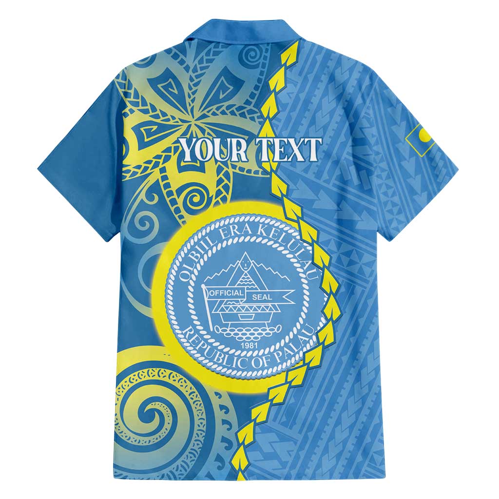 Personalised Palau Independence Day Family Matching Summer Maxi Dress and Hawaiian Shirt Belau Coat Of Arms Polynesian Curve Style LT14 - Polynesian Pride