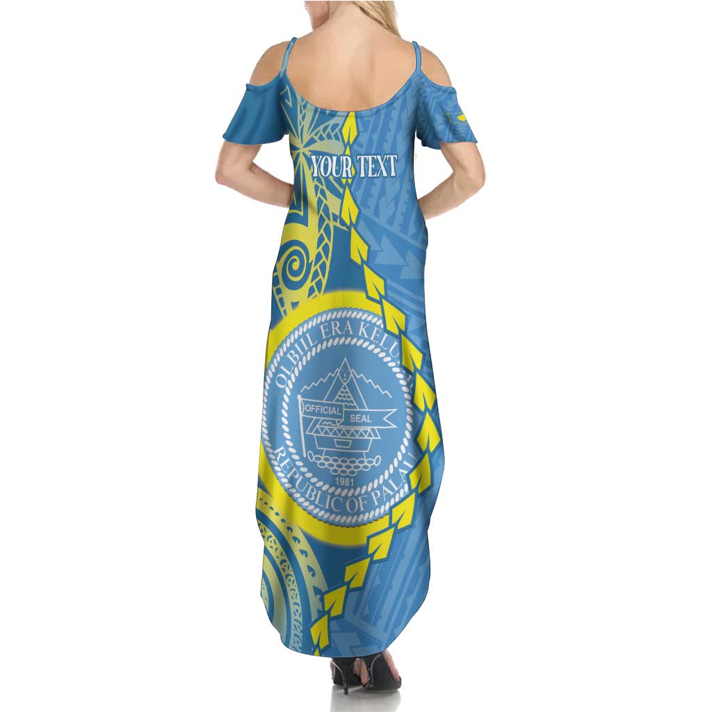 Personalised Palau Independence Day Family Matching Summer Maxi Dress and Hawaiian Shirt Belau Coat Of Arms Polynesian Curve Style LT14 - Polynesian Pride