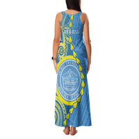 Personalised Palau Independence Day Family Matching Tank Maxi Dress and Hawaiian Shirt Belau Coat Of Arms Polynesian Curve Style LT14 - Polynesian Pride