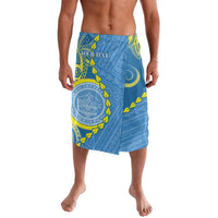 Personalised Palau Independence Day Lavalava Belau Coat Of Arms Polynesian Curve Style LT14 Blue - Polynesian Pride