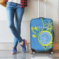 Personalised Palau Independence Day Luggage Cover Belau Coat Of Arms Polynesian Curve Style