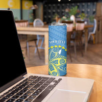 Personalised Palau Independence Day Skinny Tumbler Belau Coat Of Arms Polynesian Curve Style LT14 - Polynesian Pride
