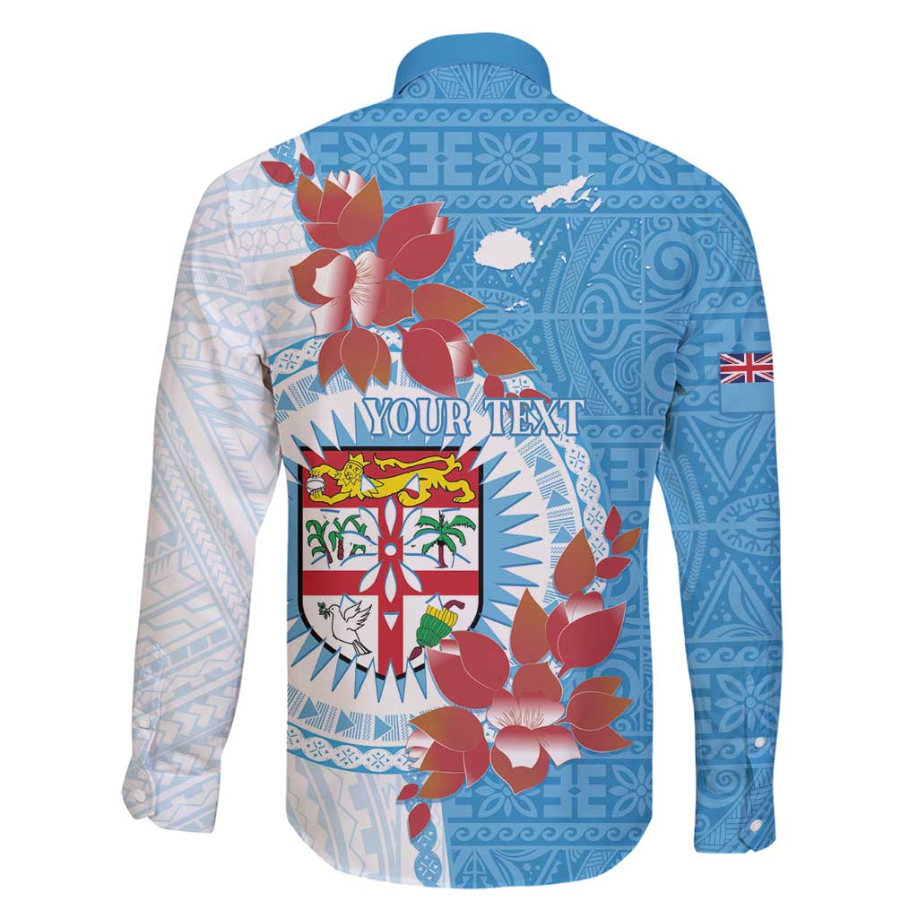 Personalised Fiji Day Family Matching Summer Maxi Dress and Hawaiian Shirt Fijian Tapa Pattern Mix Tagimoucia - Blue Version LT14 - Polynesian Pride