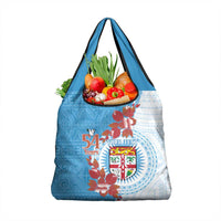 Personalised Fiji Day Grocery Bag Fijian Tapa Pattern Mix Tagimoucia - Blue Version