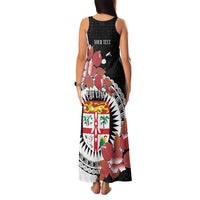 Personalised Fiji Day Family Matching Tank Maxi Dress and Hawaiian Shirt Fijian Tapa Pattern Mix Tagimoucia - Black Version LT14 - Polynesian Pride
