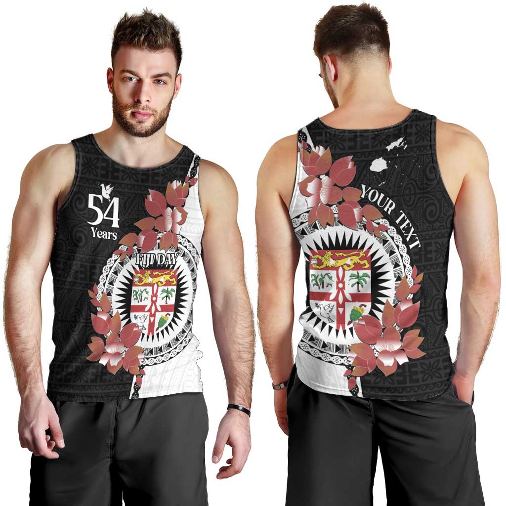 Personalised Fiji Day Men Tank Top Fijian Tapa Pattern Mix Tagimoucia - Black Version
