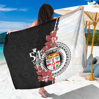Personalised Fiji Day Sarong Fijian Tapa Pattern Mix Tagimoucia - Black Version
