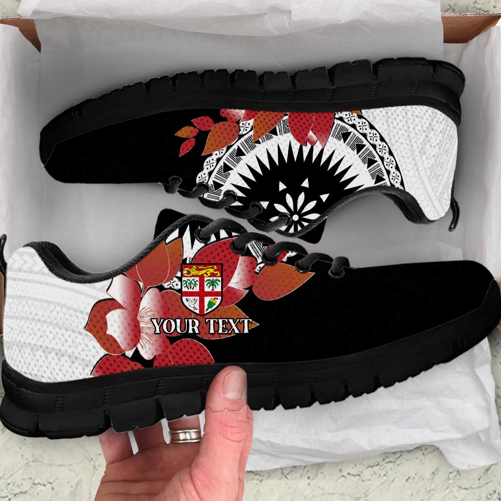Personalised Fiji Day Sneakers Fijian Tapa Pattern Mix Tagimoucia - Black Version LT14 Black - Polynesian Pride