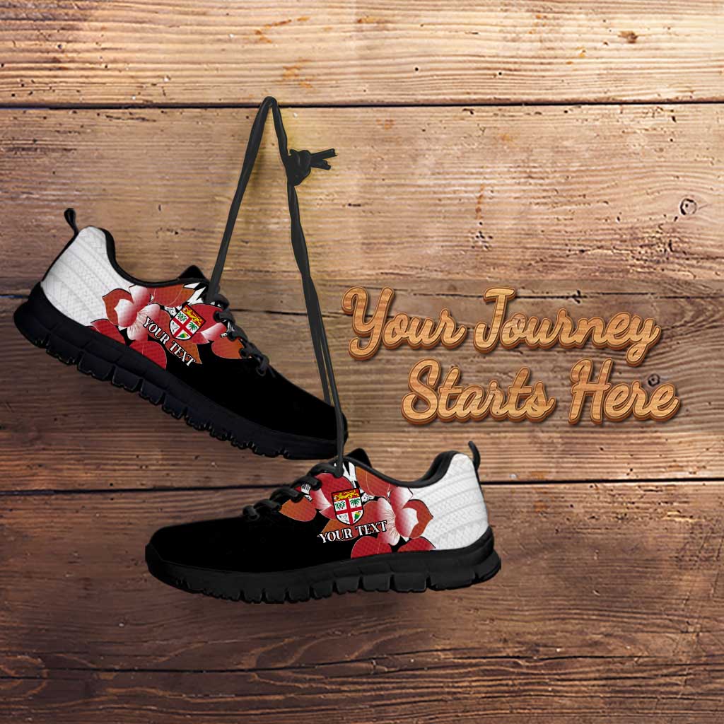 Personalised Fiji Day Sneakers Fijian Tapa Pattern Mix Tagimoucia - Black Version LT14 - Polynesian Pride