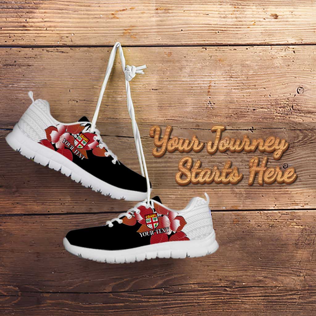 Personalised Fiji Day Sneakers Fijian Tapa Pattern Mix Tagimoucia - Black Version LT14 - Polynesian Pride
