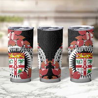 Personalised Fiji Day Tumbler Cup Fijian Tapa Pattern Mix Tagimoucia - Black Version LT14 - Polynesian Pride