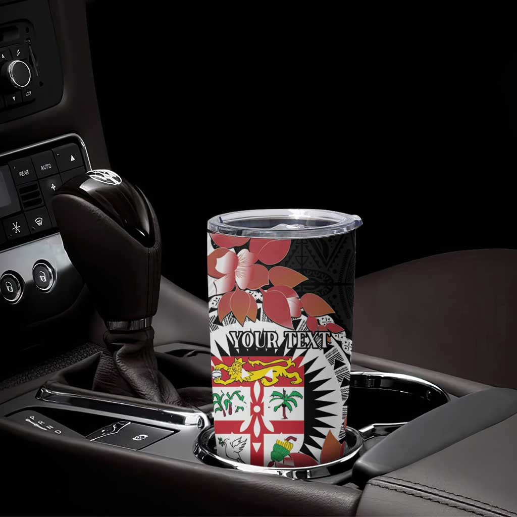 Personalised Fiji Day Tumbler Cup Fijian Tapa Pattern Mix Tagimoucia - Black Version LT14 - Polynesian Pride