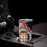 Personalised Fiji Day Tumbler Cup Fijian Tapa Pattern Mix Tagimoucia - Black Version LT14 - Polynesian Pride