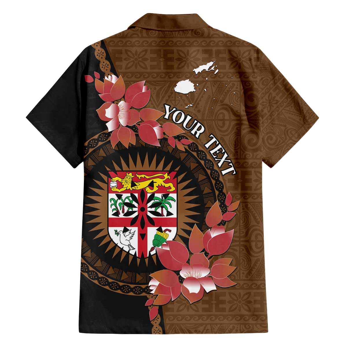 Personalised Fiji Day Family Matching Puletasi and Hawaiian Shirt Fijian Tapa Pattern Mix Tagimoucia - Brown Version LT14 - Polynesian Pride