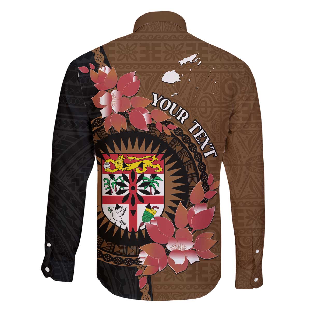 Personalised Fiji Day Family Matching Puletasi and Hawaiian Shirt Fijian Tapa Pattern Mix Tagimoucia - Brown Version LT14 - Polynesian Pride
