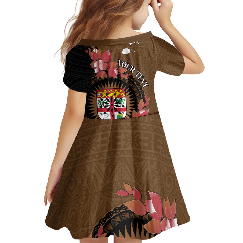 Personalised Fiji Day Family Matching Short Sleeve Bodycon Dress and Hawaiian Shirt Fijian Tapa Pattern Mix Tagimoucia - Brown Version LT14 - Polynesian Pride