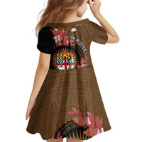 Personalised Fiji Day Family Matching Tank Maxi Dress and Hawaiian Shirt Fijian Tapa Pattern Mix Tagimoucia - Brown Version LT14 - Polynesian Pride