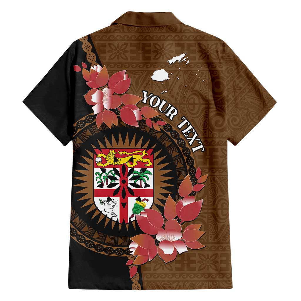 Personalised Fiji Day Family Matching Tank Maxi Dress and Hawaiian Shirt Fijian Tapa Pattern Mix Tagimoucia - Brown Version LT14 - Polynesian Pride