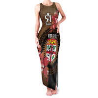 Personalised Fiji Day Family Matching Tank Maxi Dress and Hawaiian Shirt Fijian Tapa Pattern Mix Tagimoucia - Brown Version LT14 Mom's Dress Brown - Polynesian Pride