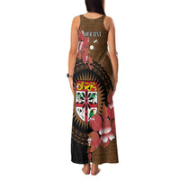 Personalised Fiji Day Family Matching Tank Maxi Dress and Hawaiian Shirt Fijian Tapa Pattern Mix Tagimoucia - Brown Version LT14 - Polynesian Pride