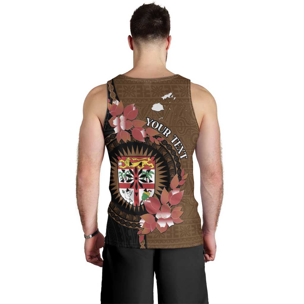 Personalised Fiji Day Men Tank Top Fijian Tapa Pattern Mix Tagimoucia - Brown Version