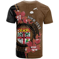 Personalised Fiji Day T Shirt Fijian Tapa Pattern Mix Tagimoucia - Brown Version