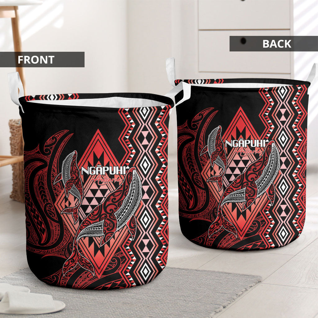 Aotearoa Iwi Ngapuhi Laundry Basket NZ Maori Humpback Whale Taniko Motifs LT14 - Polynesian Pride