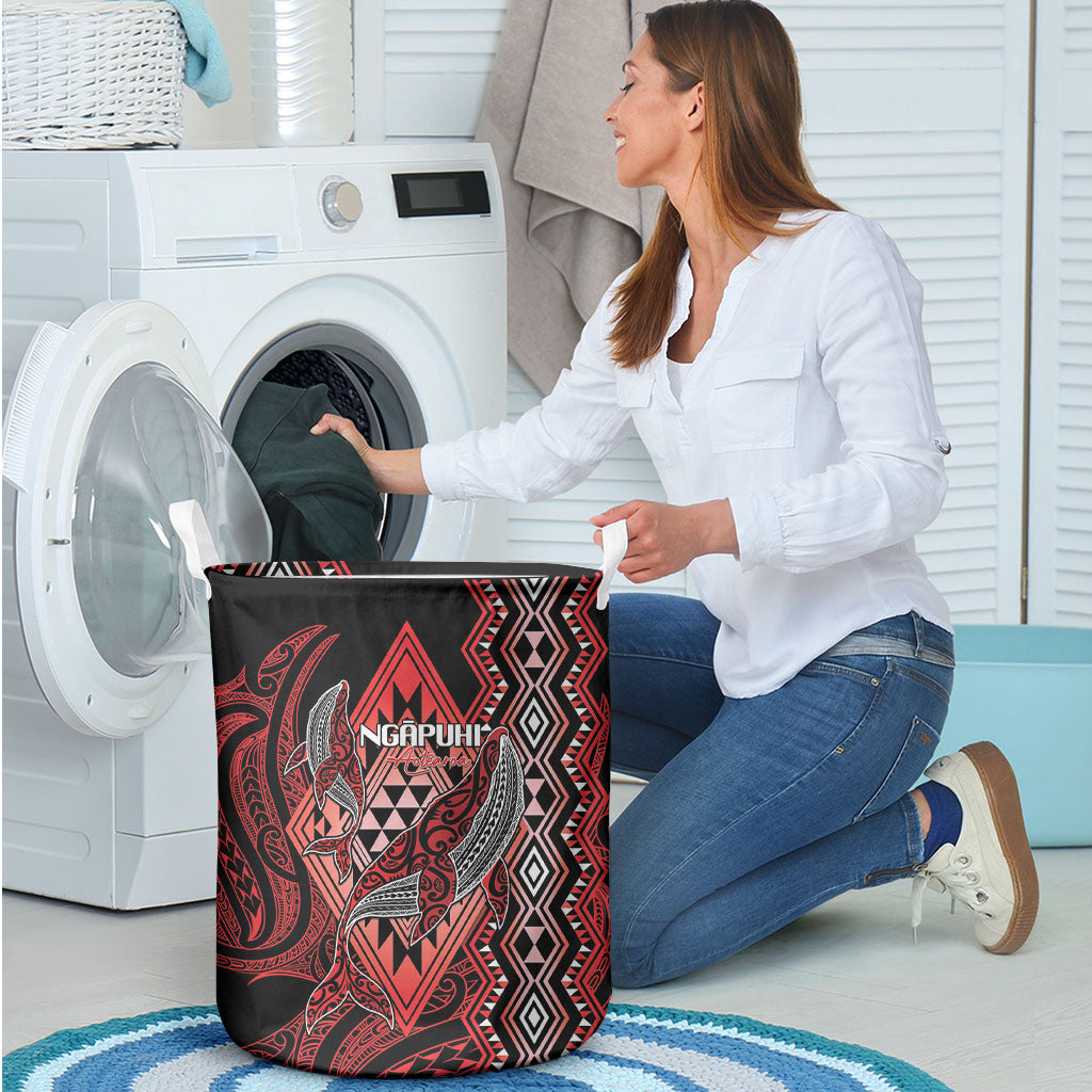 Aotearoa Iwi Ngapuhi Laundry Basket NZ Maori Humpback Whale Taniko Motifs LT14 - Polynesian Pride