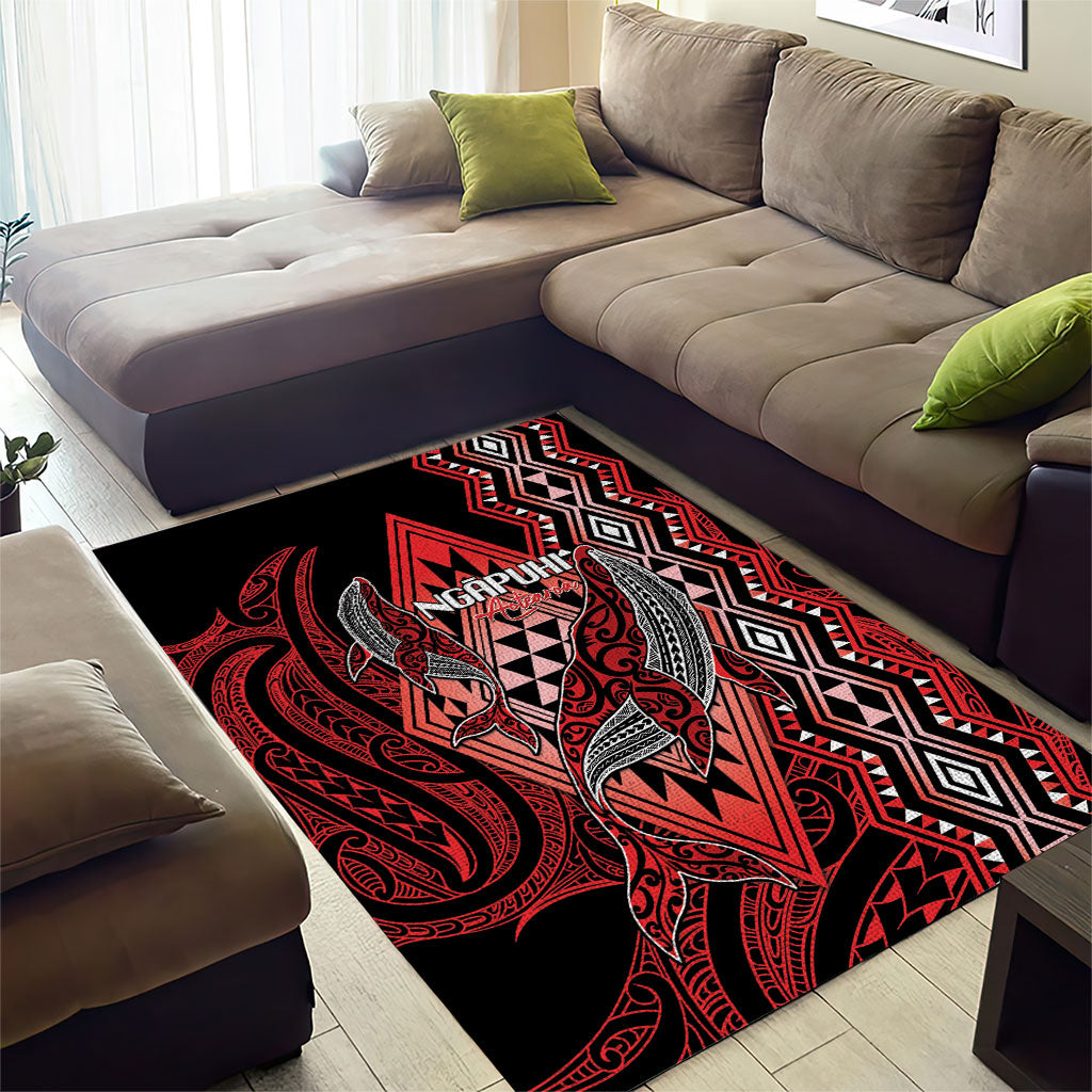 Aotearoa Iwi Ngapuhi Area Rug NZ Maori Humpback Whale Taniko Motifs LT14 - Polynesian Pride