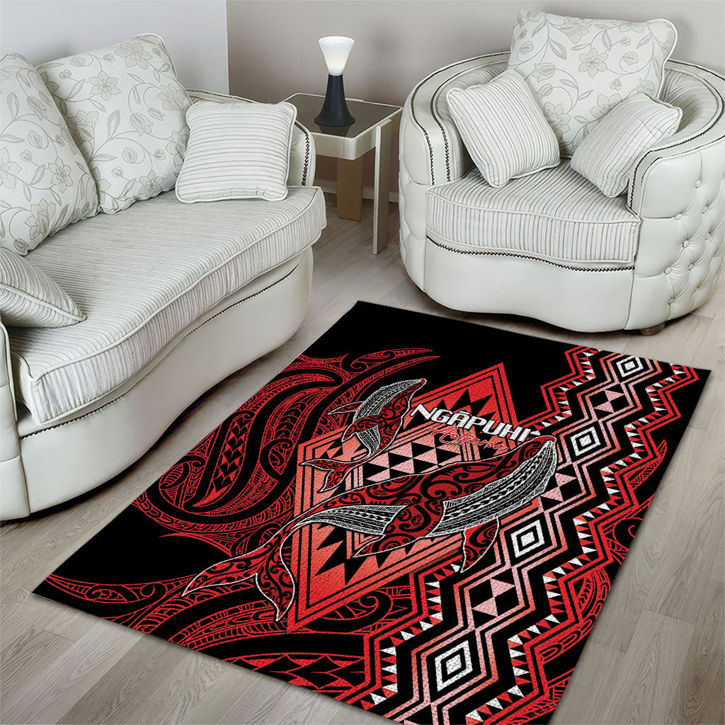 Aotearoa Iwi Ngapuhi Area Rug NZ Maori Humpback Whale Taniko Motifs LT14 - Polynesian Pride