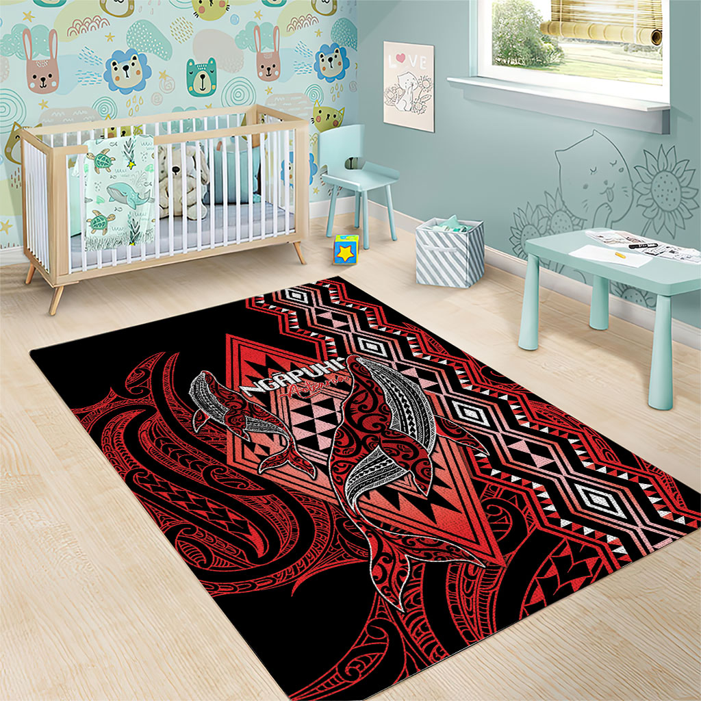 Aotearoa Iwi Ngapuhi Area Rug NZ Maori Humpback Whale Taniko Motifs LT14 - Polynesian Pride