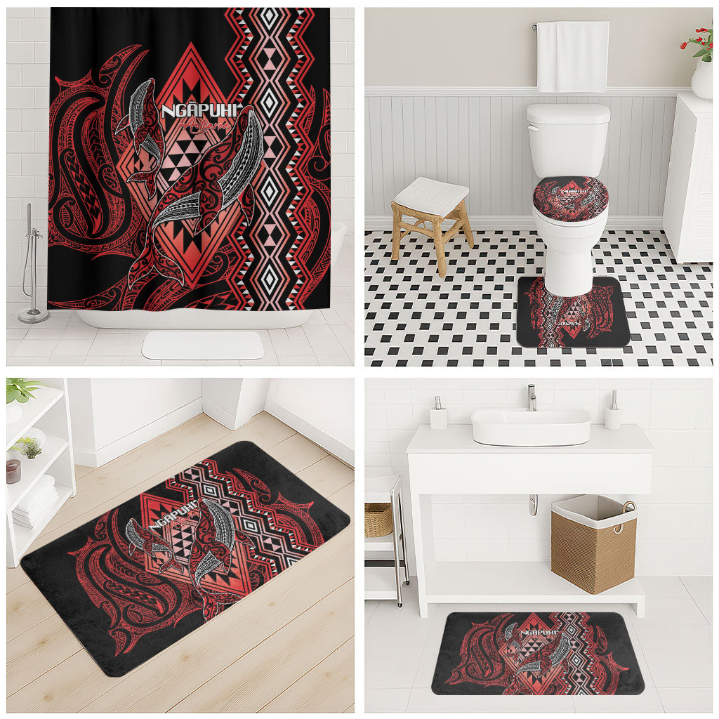 Aotearoa Iwi Ngapuhi Bathroom Set NZ Maori Humpback Whale Taniko Motifs LT14 - Polynesian Pride
