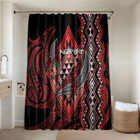 Aotearoa Iwi Ngapuhi Bathroom Set NZ Maori Humpback Whale Taniko Motifs LT14 Shower Curtain Only Red - Polynesian Pride