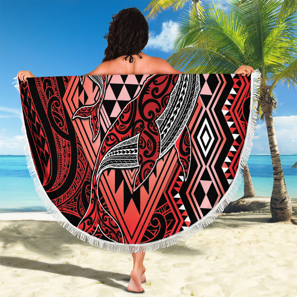 Aotearoa Iwi Ngapuhi Beach Blanket NZ Maori Humpback Whale Taniko Motifs LT14 - Polynesian Pride