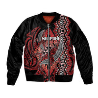 Aotearoa Iwi Ngapuhi Personalised Bomber Jacket NZ Maori Humpback Whale Taniko Motifs LT14 Unisex Red - Polynesian Pride