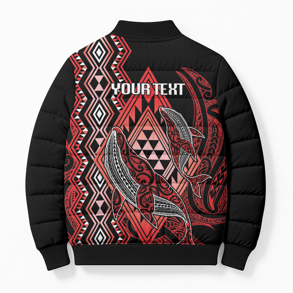 Aotearoa Iwi Ngapuhi Personalised Bomber Puffer Jacket NZ Maori Humpback Whale Taniko Motifs LT14 - Polynesian Pride