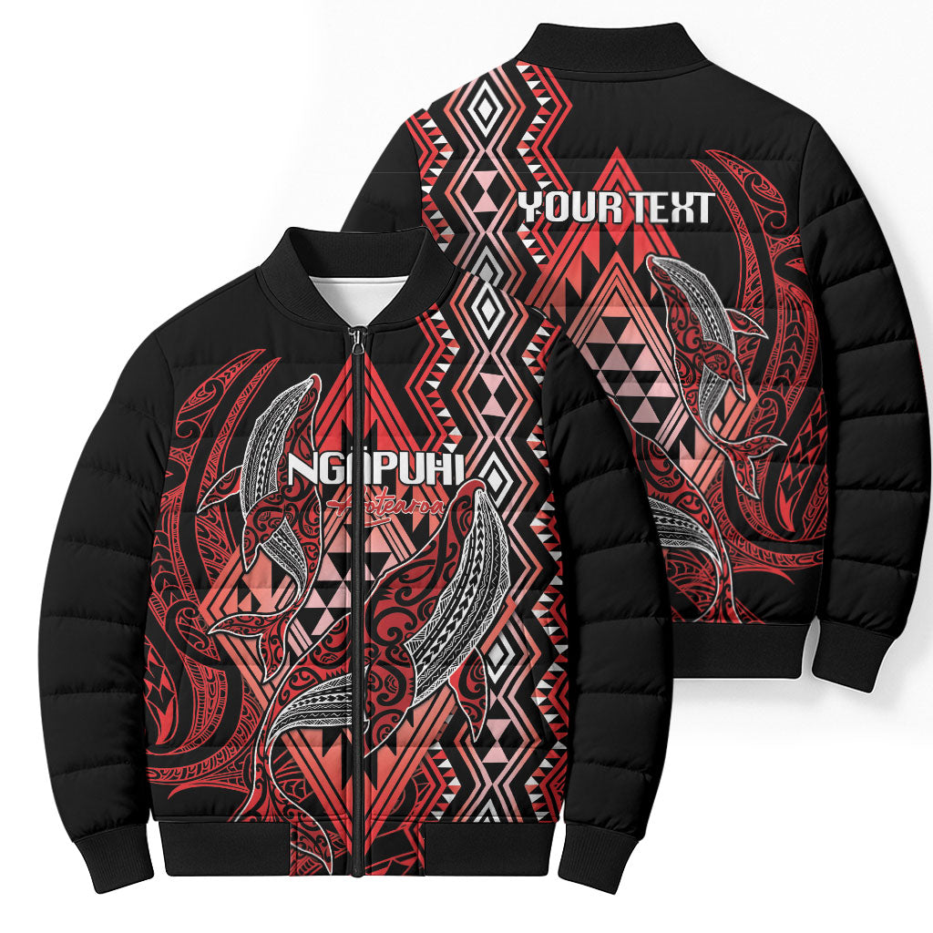 Aotearoa Iwi Ngapuhi Personalised Bomber Puffer Jacket NZ Maori Humpback Whale Taniko Motifs LT14 - Polynesian Pride