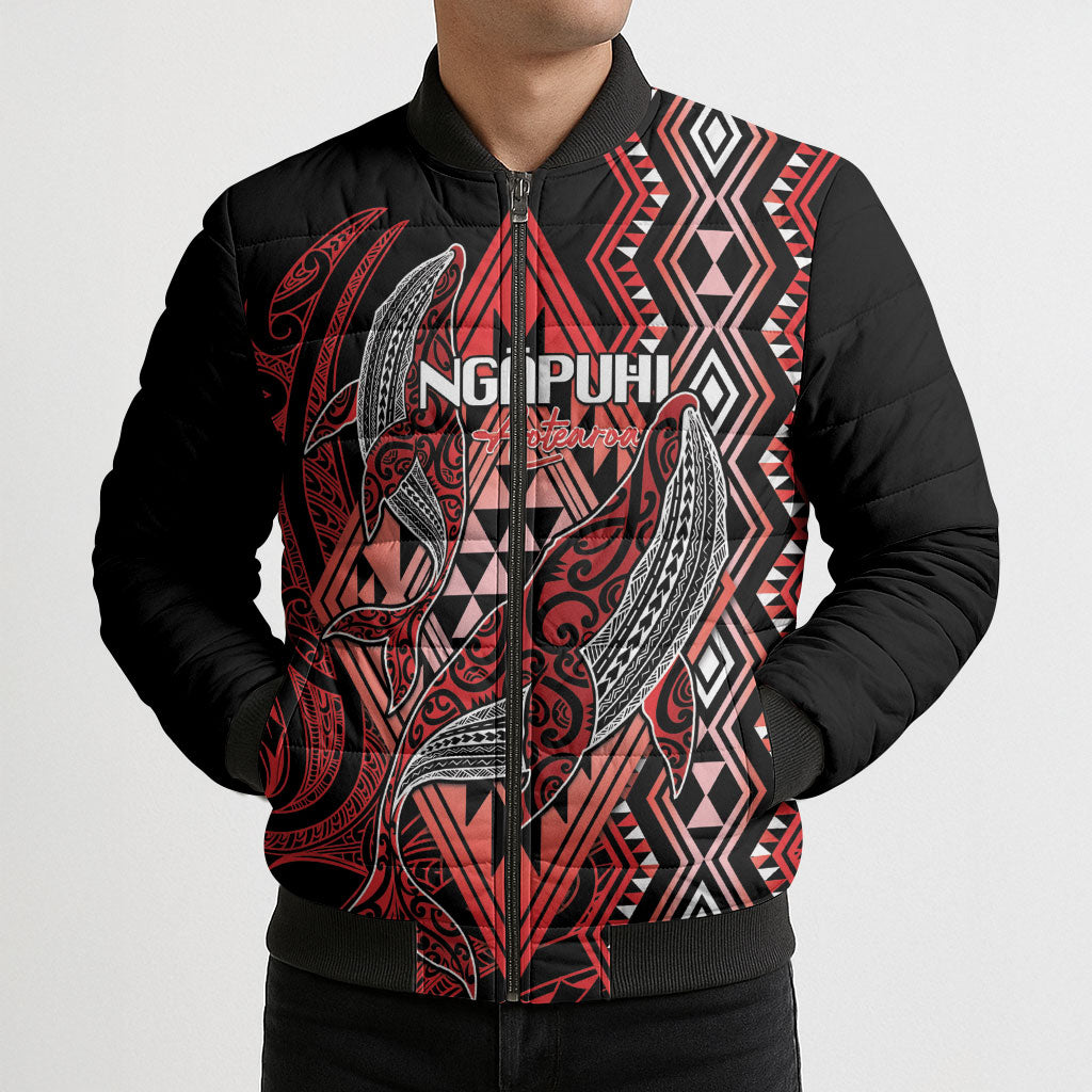 Aotearoa Iwi Ngapuhi Personalised Bomber Puffer Jacket NZ Maori Humpback Whale Taniko Motifs LT14 - Polynesian Pride