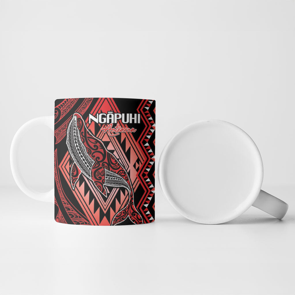 Aotearoa Iwi Ngapuhi Personalised Ceramic Mug NZ Maori Humpback Whale Taniko Motifs LT14 - Polynesian Pride