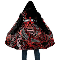 Aotearoa Iwi Ngapuhi Personalised Cloak NZ Maori Humpback Whale Taniko Motifs LT14 Unisex Red - Polynesian Pride