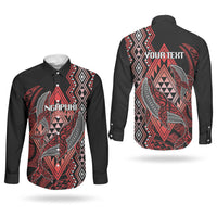 Aotearoa Iwi Ngapuhi Personalised Couples Matching Mermaid Dress and Long Sleeve Button Shirt NZ Maori Humpback Whale Taniko Motifs LT14 - Polynesian Pride