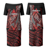 Aotearoa Iwi Ngapuhi Personalised Couples Matching Puletasi and Hawaiian Shirt NZ Maori Humpback Whale Taniko Motifs LT14 - Polynesian Pride