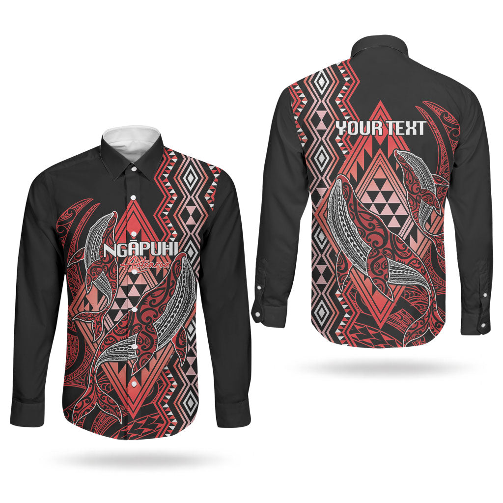 Aotearoa Iwi Ngapuhi Personalised Couples Matching Summer Maxi Dress and Long Sleeve Button Shirt NZ Maori Humpback Whale Taniko Motifs LT14 - Polynesian Pride