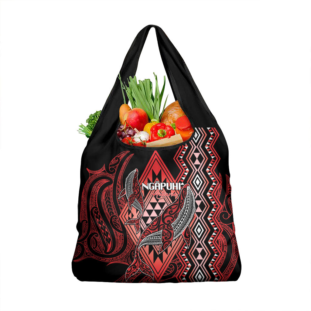 Aotearoa Iwi Ngapuhi Grocery Bag NZ Maori Humpback Whale Taniko Motifs