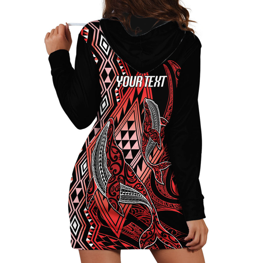 Aotearoa Iwi Ngapuhi Personalised Hoodie Dress NZ Maori Humpback Whale Taniko Motifs LT14 - Polynesian Pride