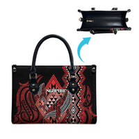Aotearoa Iwi Ngapuhi Leather Bag NZ Maori Humpback Whale Taniko Motifs LT14 - Polynesian Pride