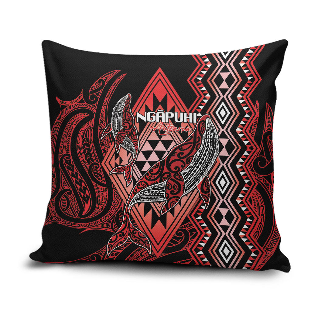 Aotearoa Iwi Ngapuhi Pillow Cover NZ Maori Humpback Whale Taniko Motifs LT14 Red - Polynesian Pride