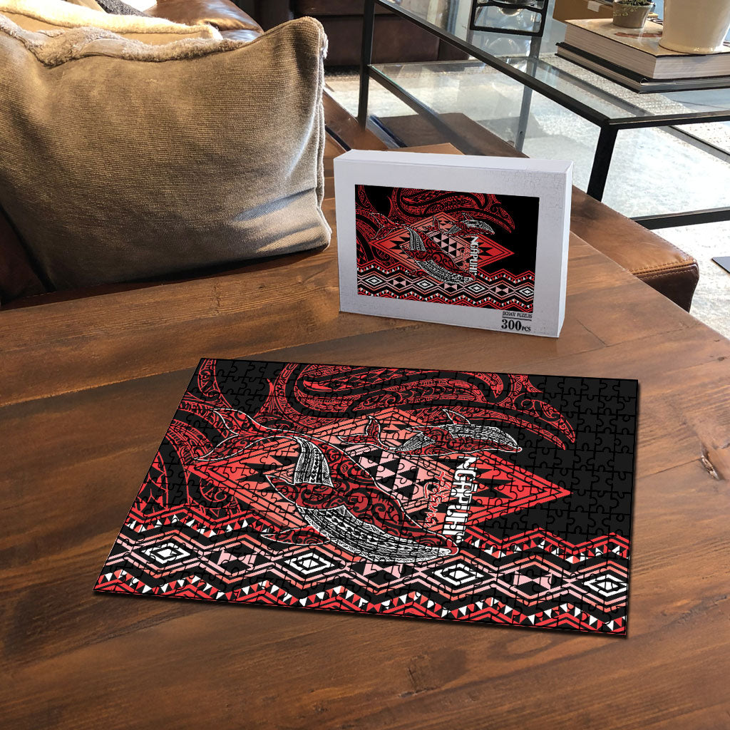 Aotearoa Iwi Ngapuhi Puzzle NZ Maori Humpback Whale Taniko Motifs LT14 - Polynesian Pride